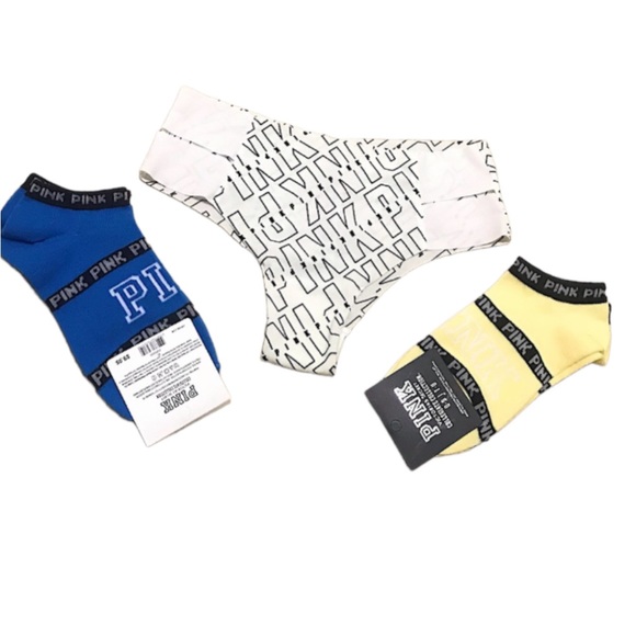 🆕🔥QTY3:BUNDLE(ALL PINK VS)CHEEKY&SILKY PANTIES&YELLOW&BLUE COLLEGIATE SOCKS!! - Picture 6 of 16